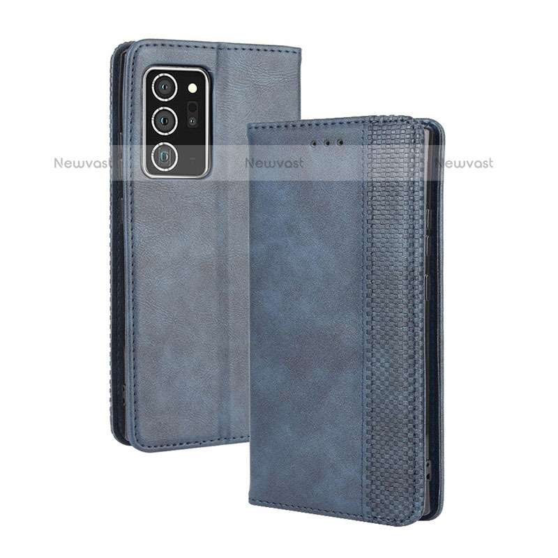 Leather Case Stands Flip Cover Holder BY4 for Samsung Galaxy Note 20 5G Blue
