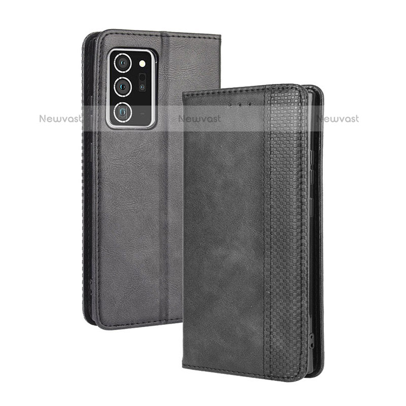 Leather Case Stands Flip Cover Holder BY4 for Samsung Galaxy Note 20 Ultra 5G Black