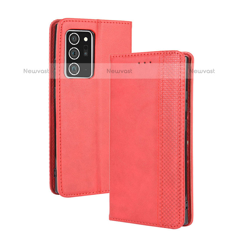 Leather Case Stands Flip Cover Holder BY4 for Samsung Galaxy Note 20 Ultra 5G Red