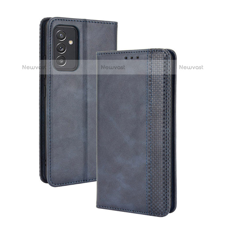 Leather Case Stands Flip Cover Holder BY4 for Samsung Galaxy Quantum2 5G Blue