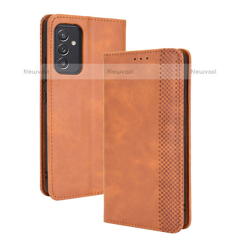 Leather Case Stands Flip Cover Holder BY4 for Samsung Galaxy Quantum2 5G Brown