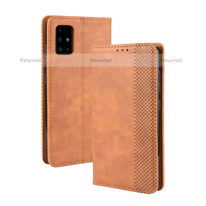 Leather Case Stands Flip Cover Holder BY4 for Samsung Galaxy S20 Brown