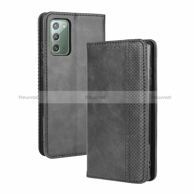 Leather Case Stands Flip Cover Holder BY4 for Samsung Galaxy S20 FE (2022) 5G Black