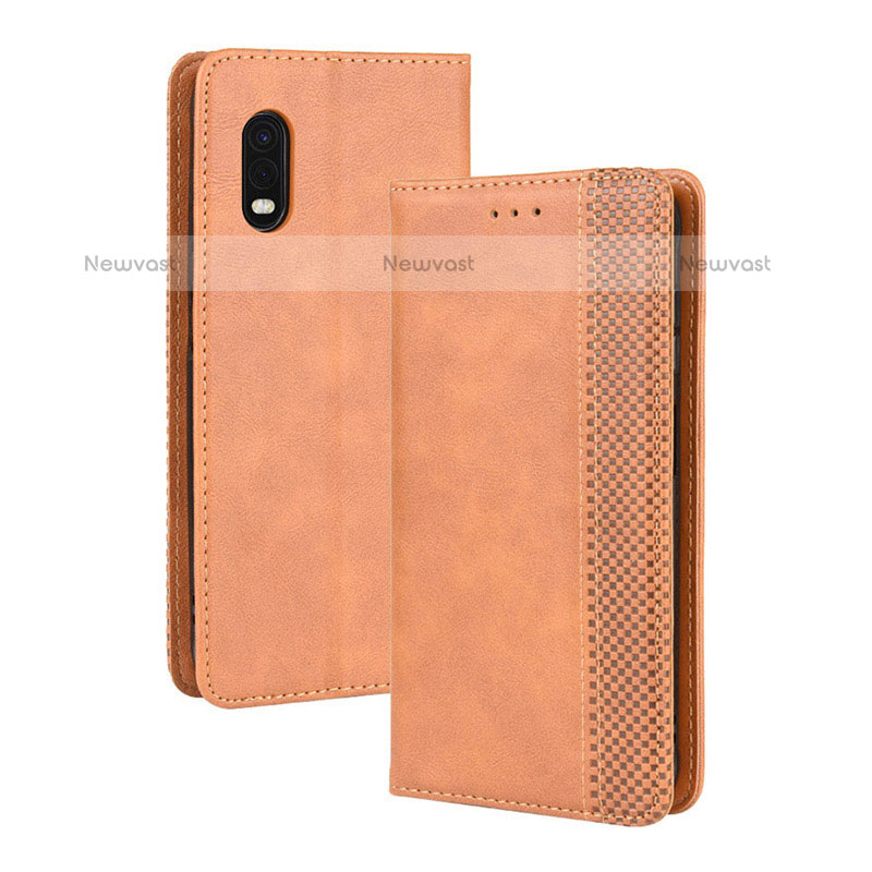 Leather Case Stands Flip Cover Holder BY4 for Samsung Galaxy XCover Pro Brown