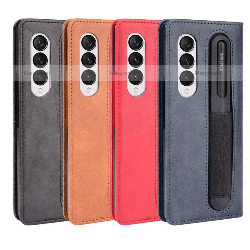 Leather Case Stands Flip Cover Holder BY4 for Samsung Galaxy Z Fold3 5G