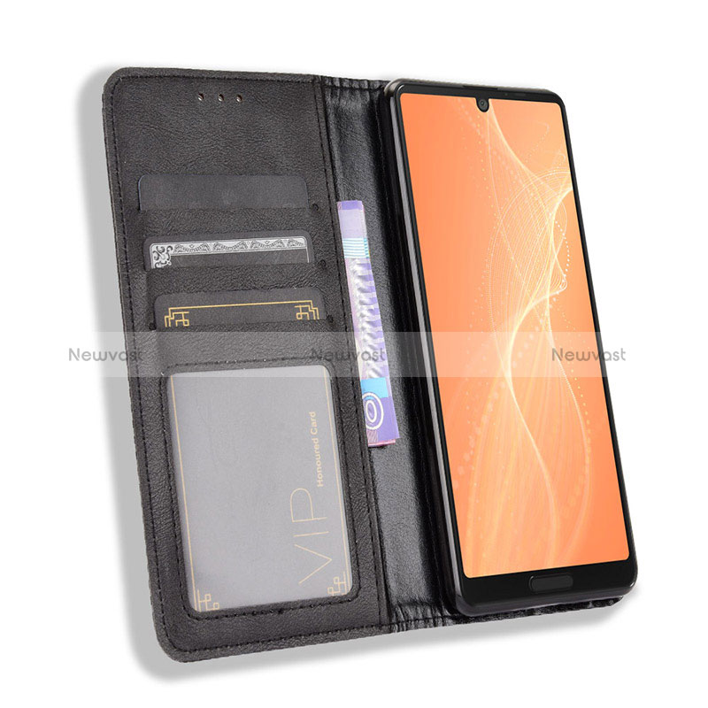 Leather Case Stands Flip Cover Holder BY4 for Sharp Aquos Sense5G