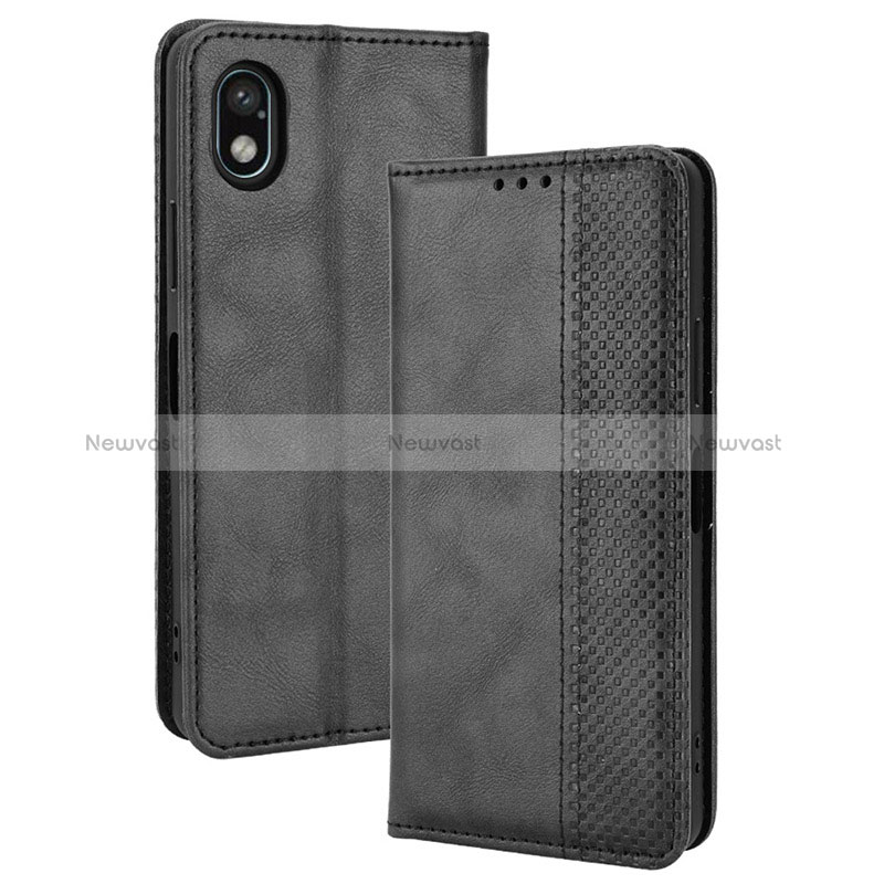 Leather Case Stands Flip Cover Holder BY4 for Sony Xperia Ace III Black