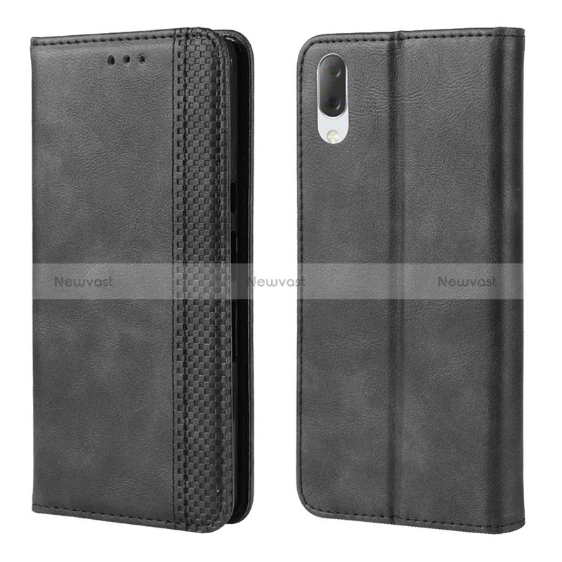 Leather Case Stands Flip Cover Holder BY4 for Sony Xperia L3 Black