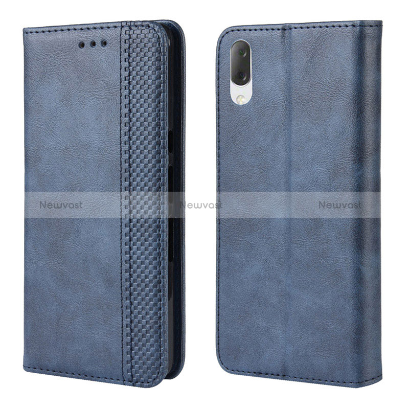 Leather Case Stands Flip Cover Holder BY4 for Sony Xperia L3 Blue