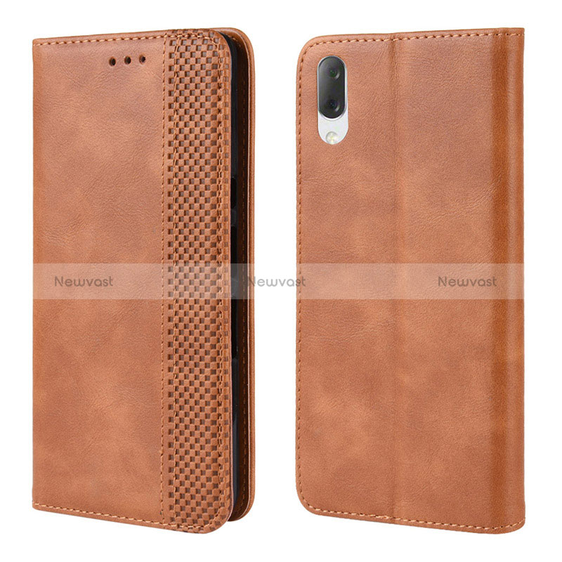 Leather Case Stands Flip Cover Holder BY4 for Sony Xperia L3 Brown