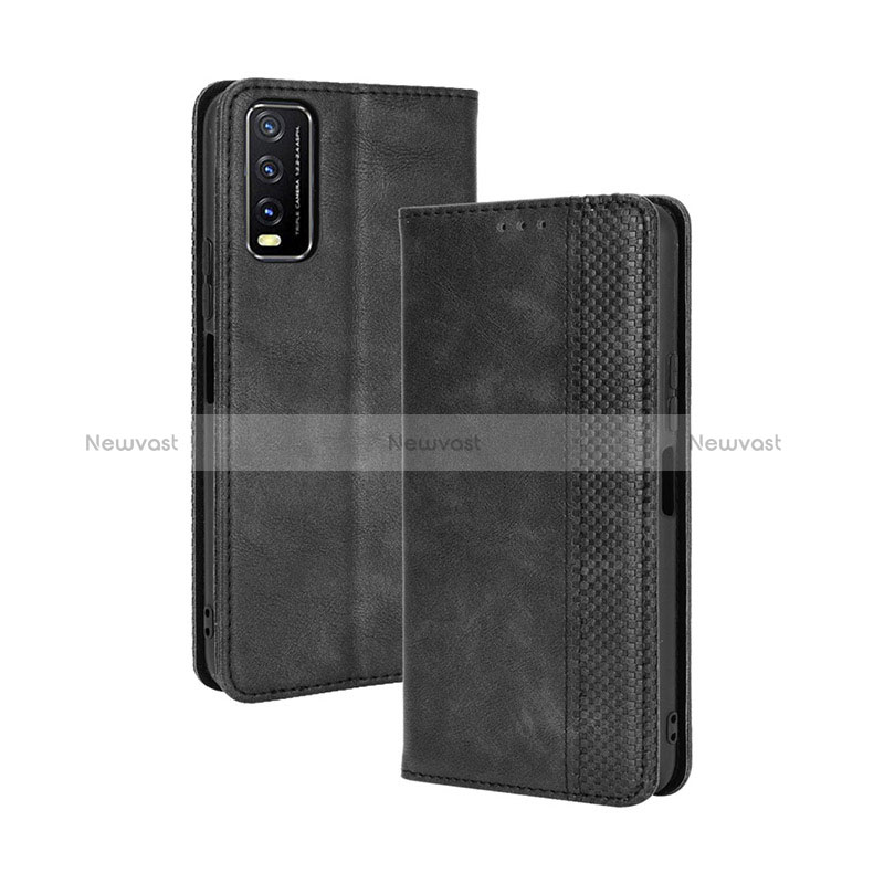Leather Case Stands Flip Cover Holder BY4 for Vivo Y11s Black