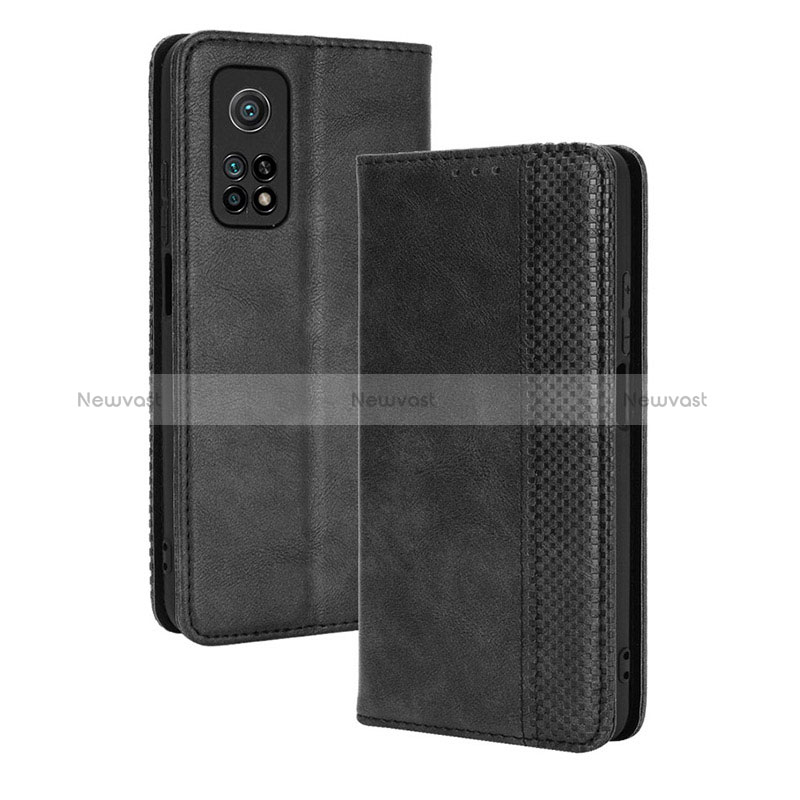 Leather Case Stands Flip Cover Holder BY4 for Xiaomi Mi 10T 5G Black