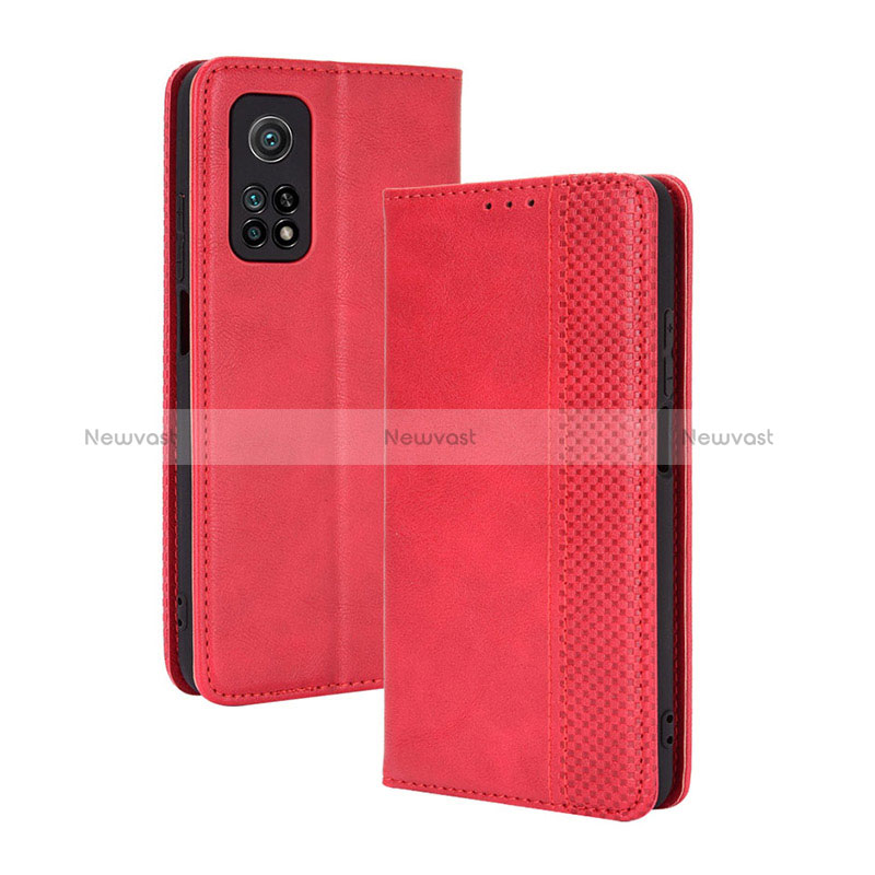 Leather Case Stands Flip Cover Holder BY4 for Xiaomi Mi 10T Pro 5G Red