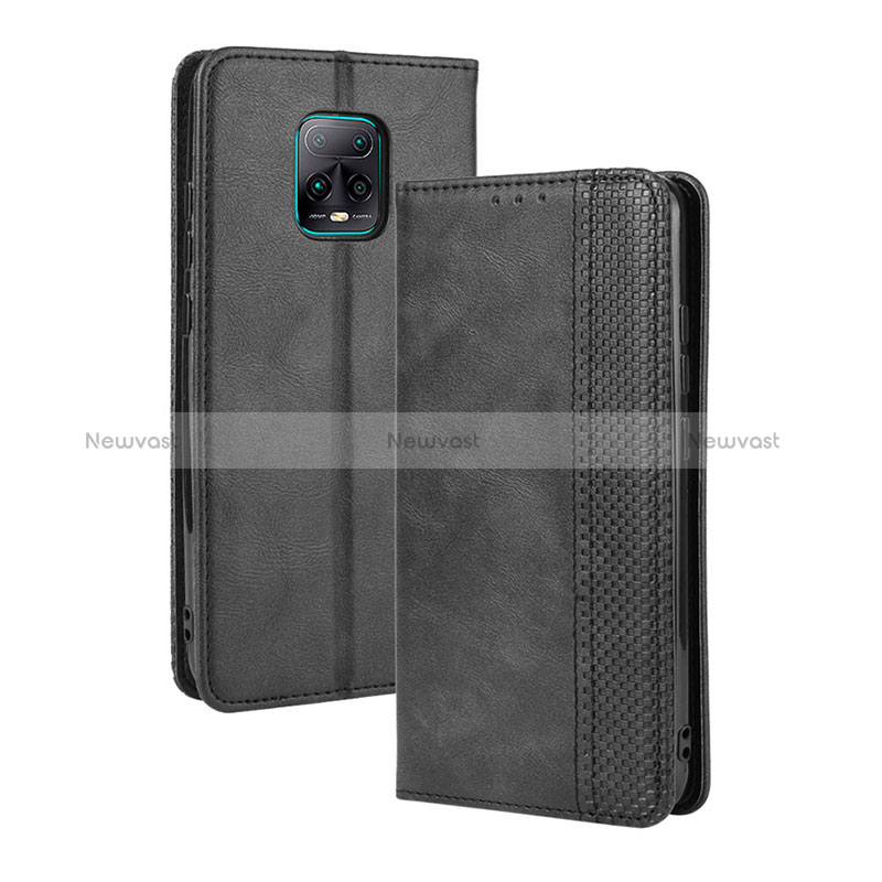 Leather Case Stands Flip Cover Holder BY4 for Xiaomi Redmi 10X 5G Black