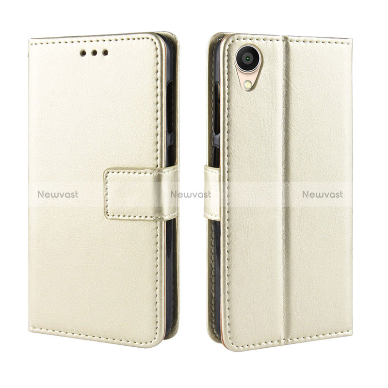 Leather Case Stands Flip Cover Holder BY5 for Asus ZenFone Live L2 ZA550KL Gold