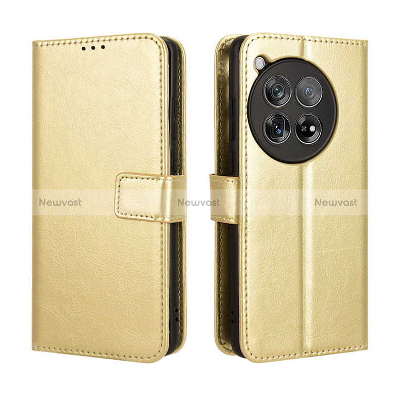 Leather Case Stands Flip Cover Holder BY5 for OnePlus Ace 3 5G Gold