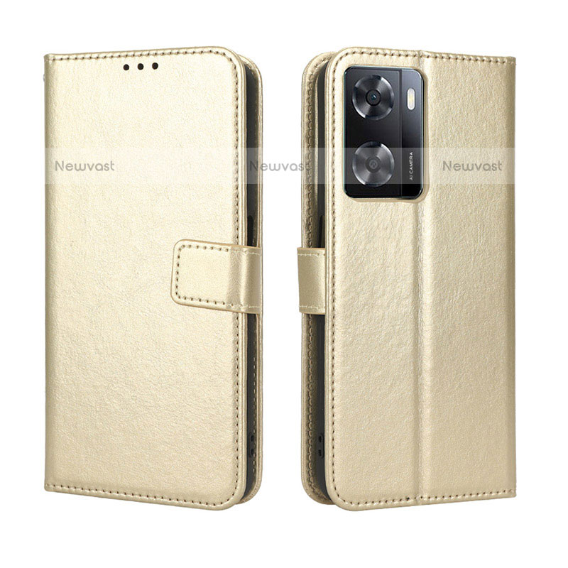 Leather Case Stands Flip Cover Holder BY5 for OnePlus Nord N20 SE Gold