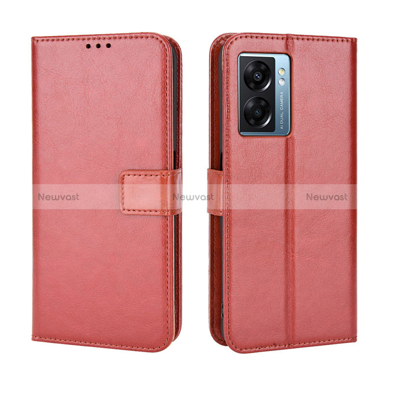 Leather Case Stands Flip Cover Holder BY5 for Oppo A56S 5G