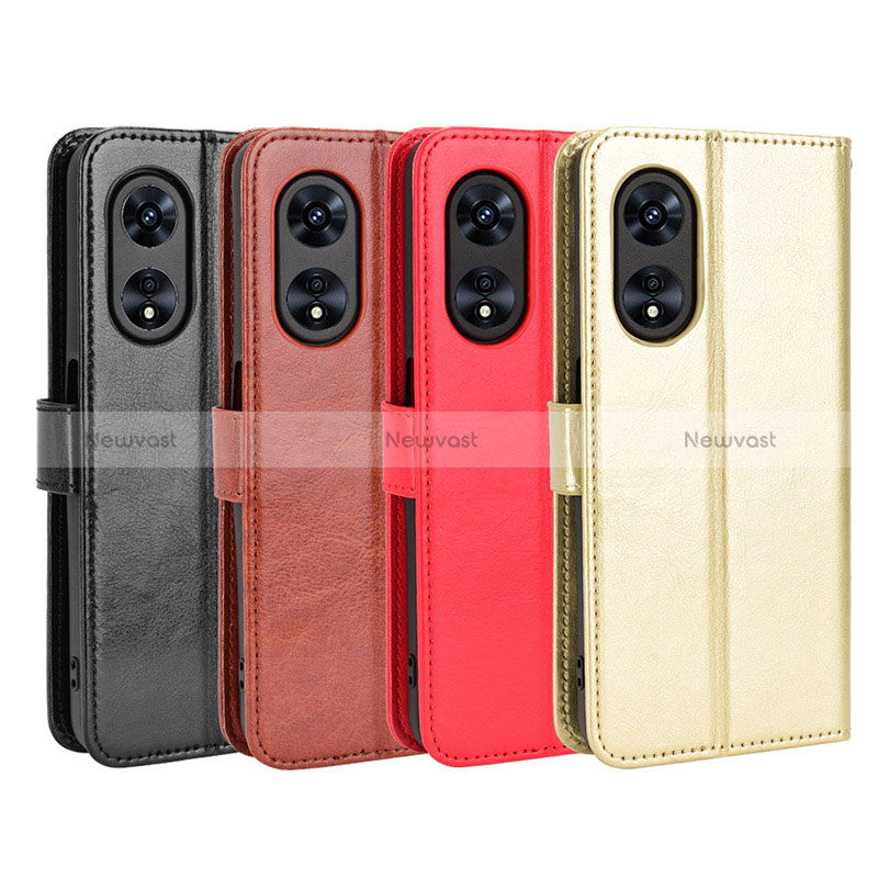 Leather Case Stands Flip Cover Holder BY5 for Oppo A58x 5G