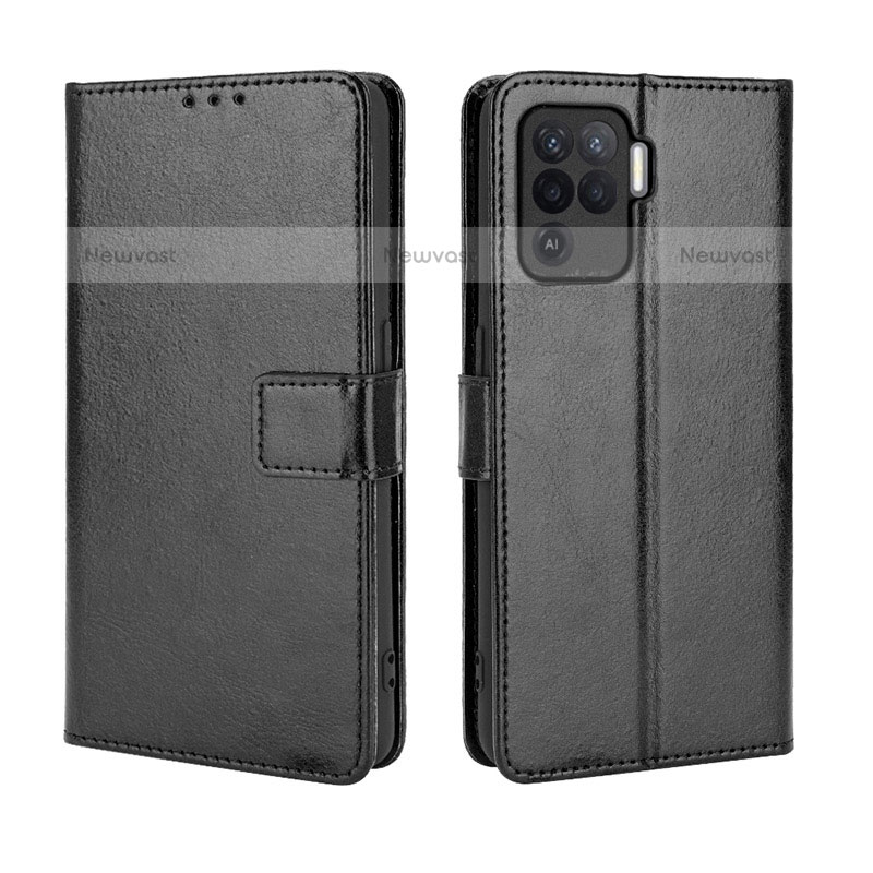 Leather Case Stands Flip Cover Holder BY5 for Oppo A94 4G Black