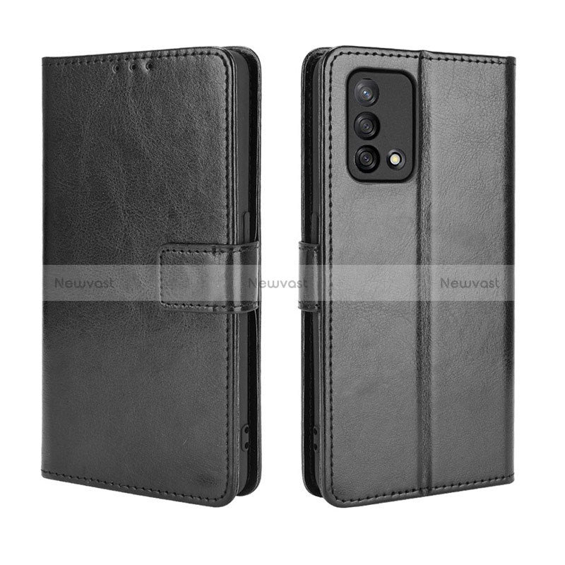 Leather Case Stands Flip Cover Holder BY5 for Oppo A95 4G Black