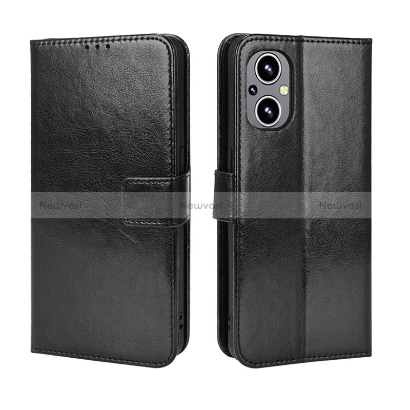 Leather Case Stands Flip Cover Holder BY5 for Oppo Reno7 Lite 5G Black