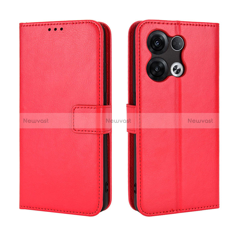 Leather Case Stands Flip Cover Holder BY5 for Oppo Reno8 5G Red