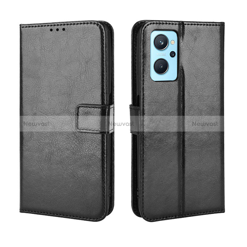 Leather Case Stands Flip Cover Holder BY5 for Realme 9i 4G Black