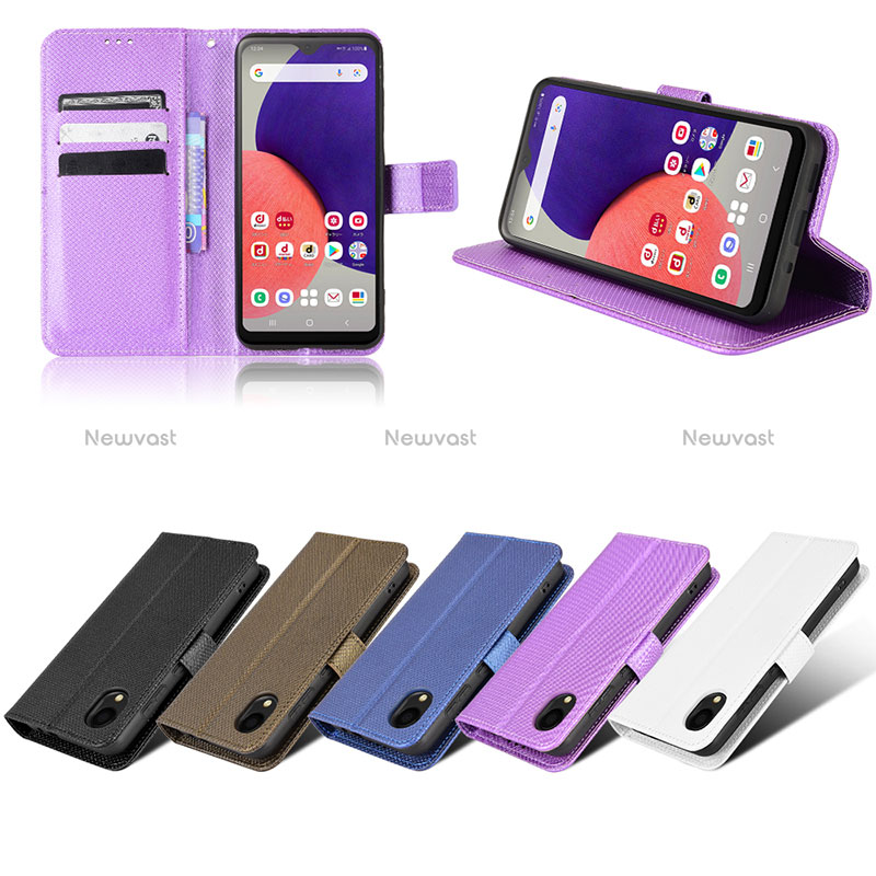 Leather Case Stands Flip Cover Holder BY5 for Samsung Galaxy A22 5G SC-56B