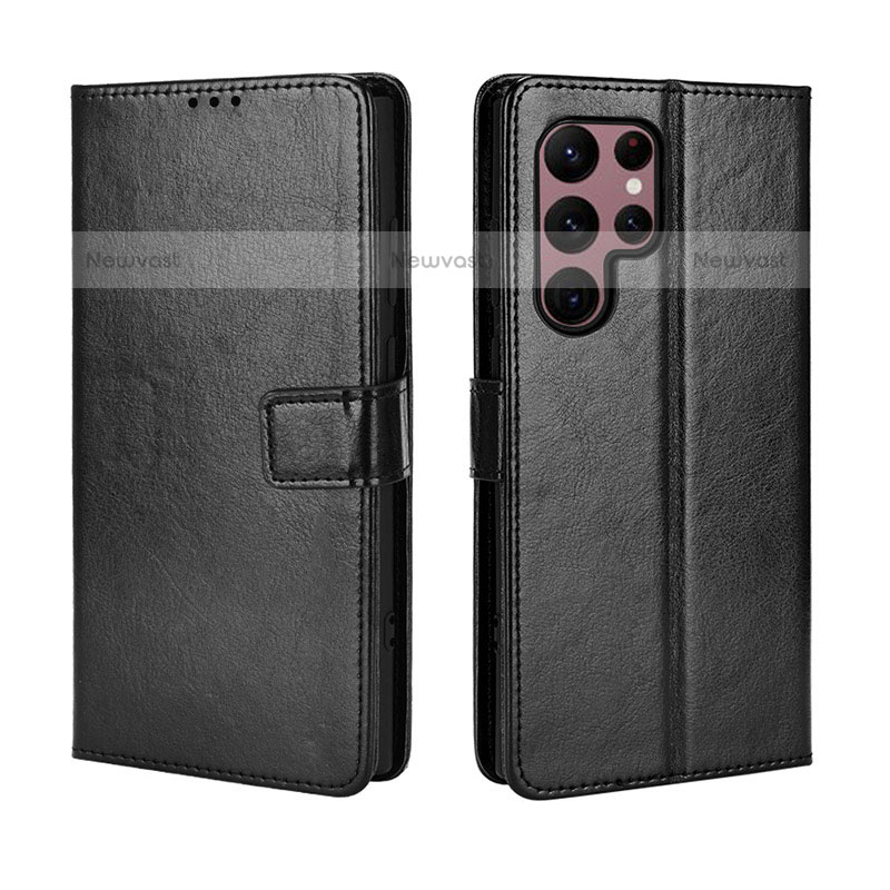 Leather Case Stands Flip Cover Holder BY5 for Samsung Galaxy S23 Ultra 5G