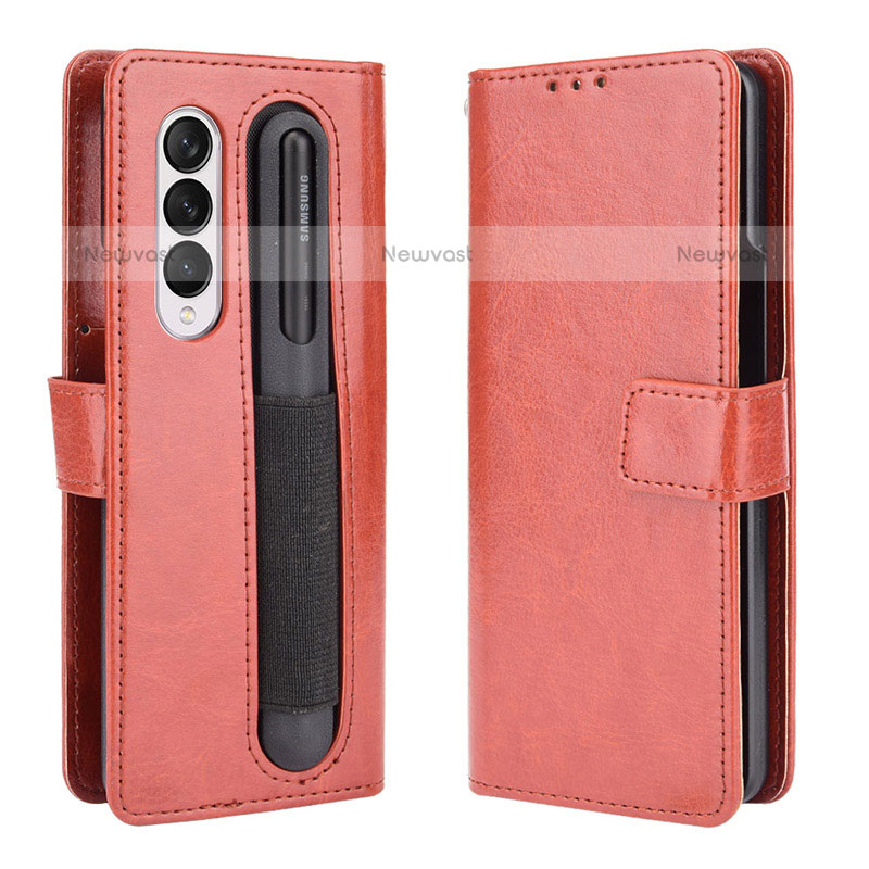 Leather Case Stands Flip Cover Holder BY5 for Samsung Galaxy Z Fold3 5G