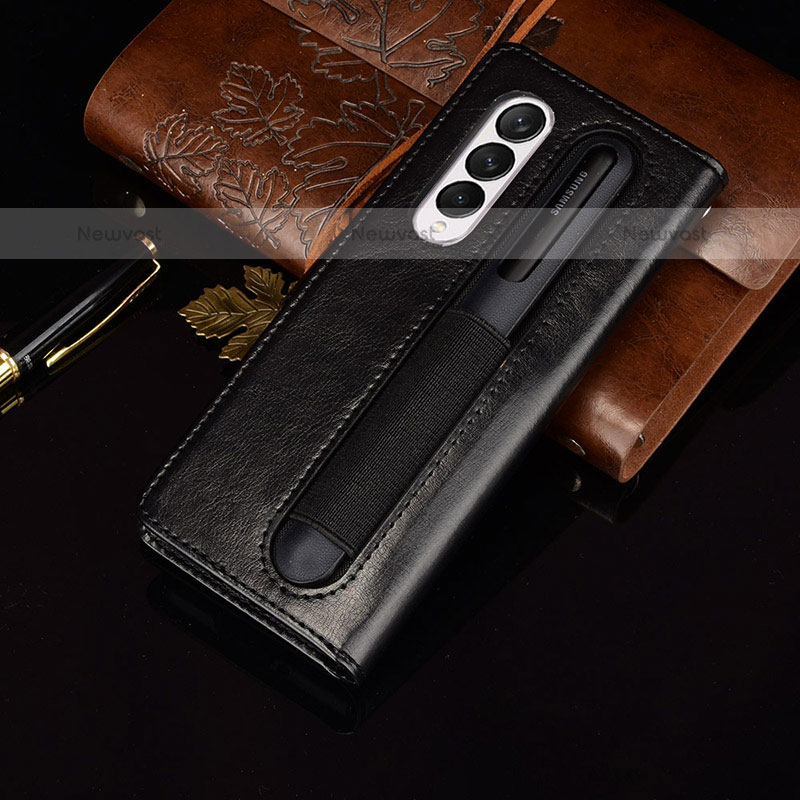 Leather Case Stands Flip Cover Holder BY5 for Samsung Galaxy Z Fold3 5G