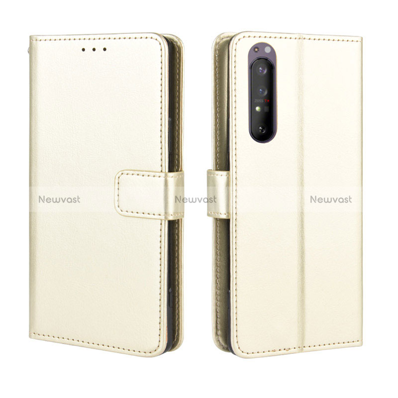 Leather Case Stands Flip Cover Holder BY5 for Sony Xperia 1 II Gold