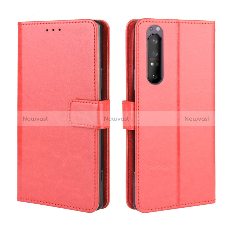 Leather Case Stands Flip Cover Holder BY5 for Sony Xperia 1 II Red