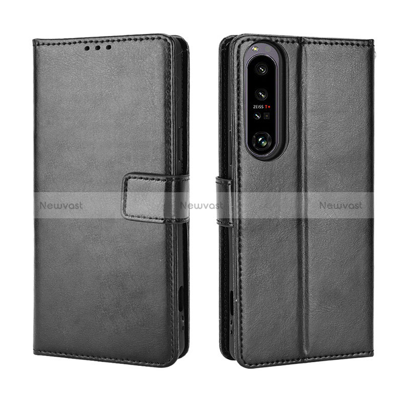 Leather Case Stands Flip Cover Holder BY5 for Sony Xperia 1 IV
