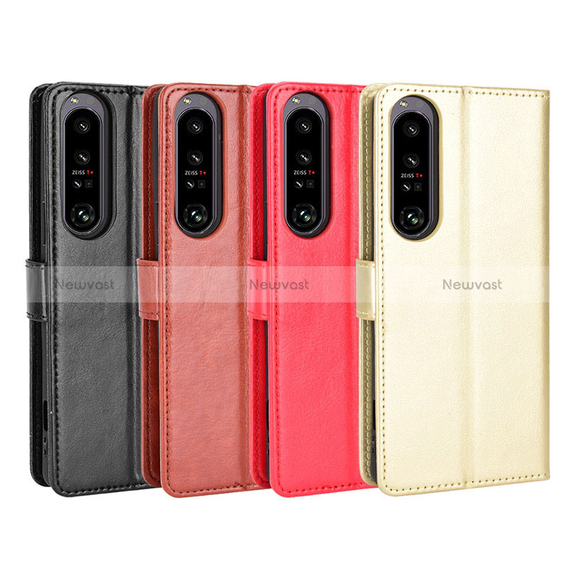 Leather Case Stands Flip Cover Holder BY5 for Sony Xperia 1 IV