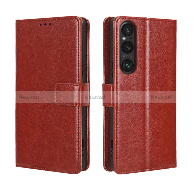 Leather Case Stands Flip Cover Holder BY5 for Sony Xperia 1 V