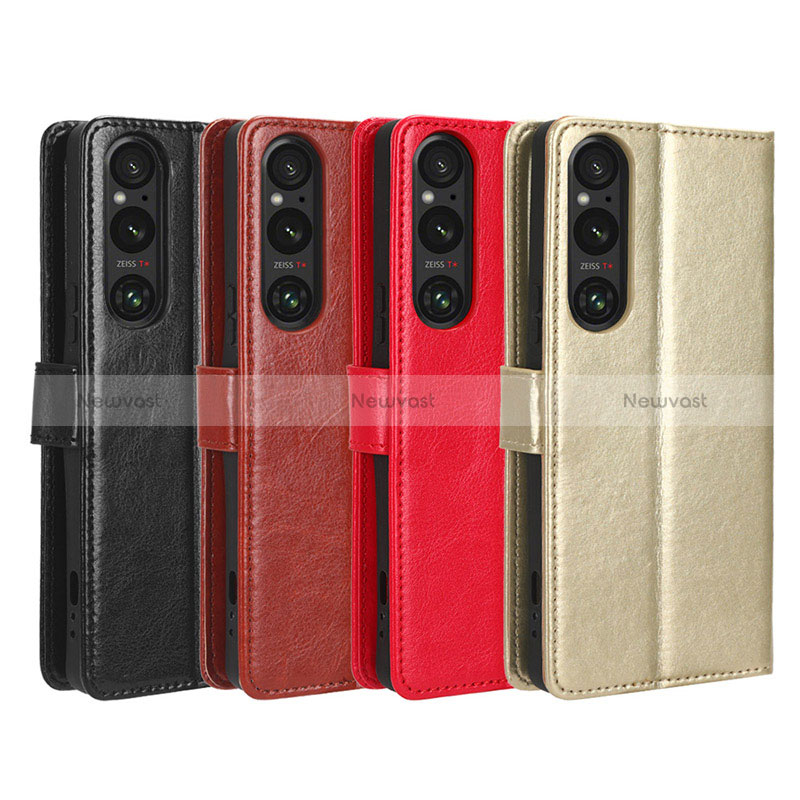 Leather Case Stands Flip Cover Holder BY5 for Sony Xperia 1 V