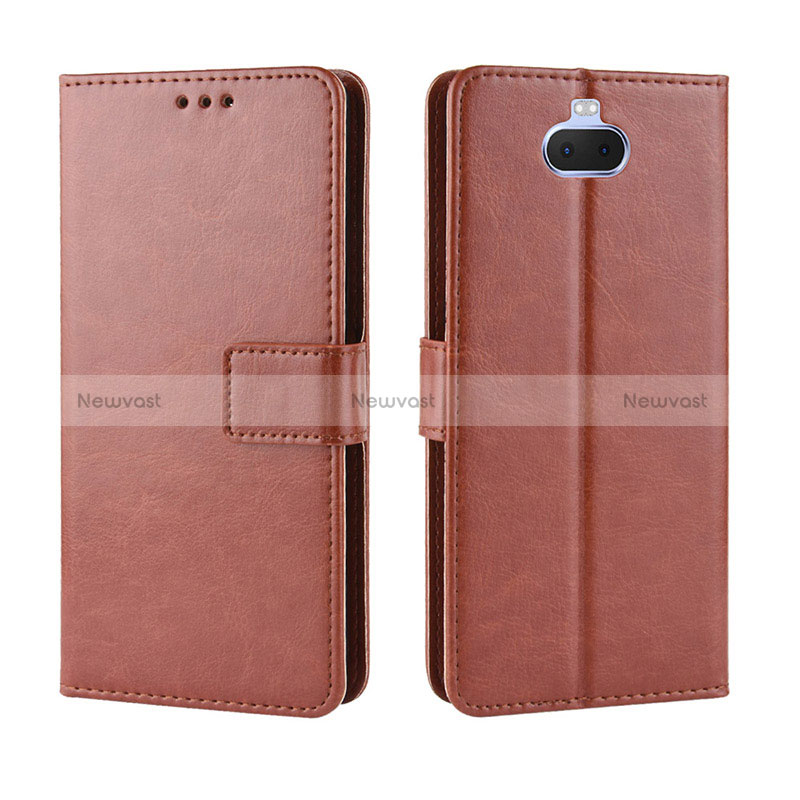 Leather Case Stands Flip Cover Holder BY5 for Sony Xperia 10 Brown