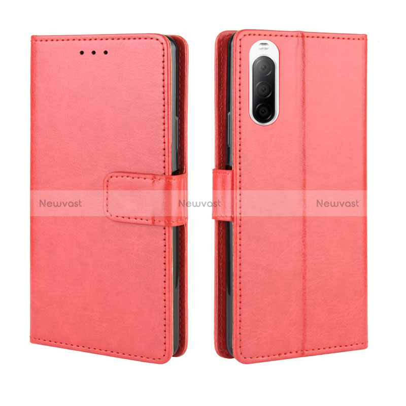 Leather Case Stands Flip Cover Holder BY5 for Sony Xperia 10 II Red