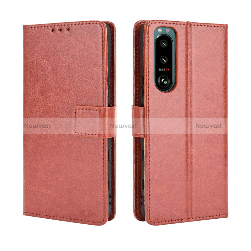 Leather Case Stands Flip Cover Holder BY5 for Sony Xperia 5 III