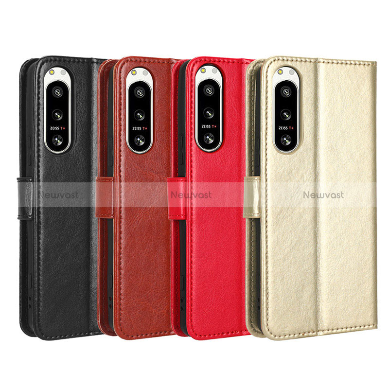 Leather Case Stands Flip Cover Holder BY5 for Sony Xperia 5 IV