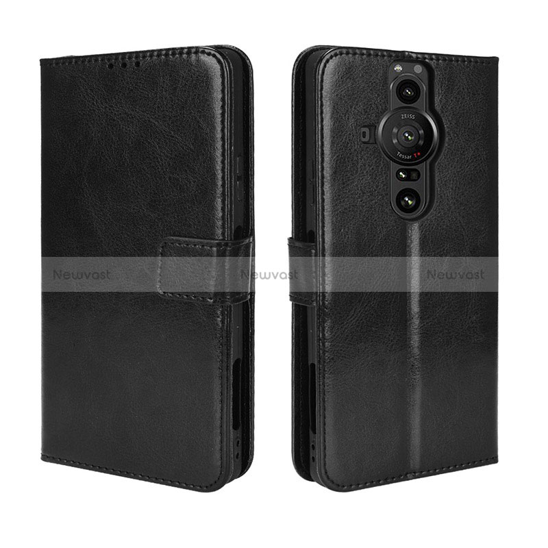 Leather Case Stands Flip Cover Holder BY5 for Sony Xperia PRO-I Black