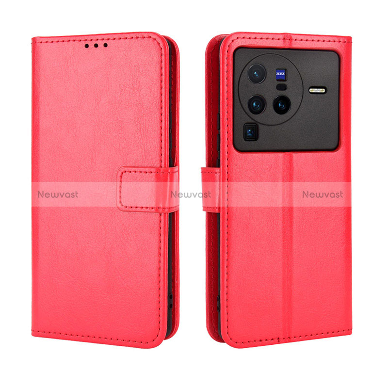 Leather Case Stands Flip Cover Holder BY5 for Vivo X80 Pro 5G