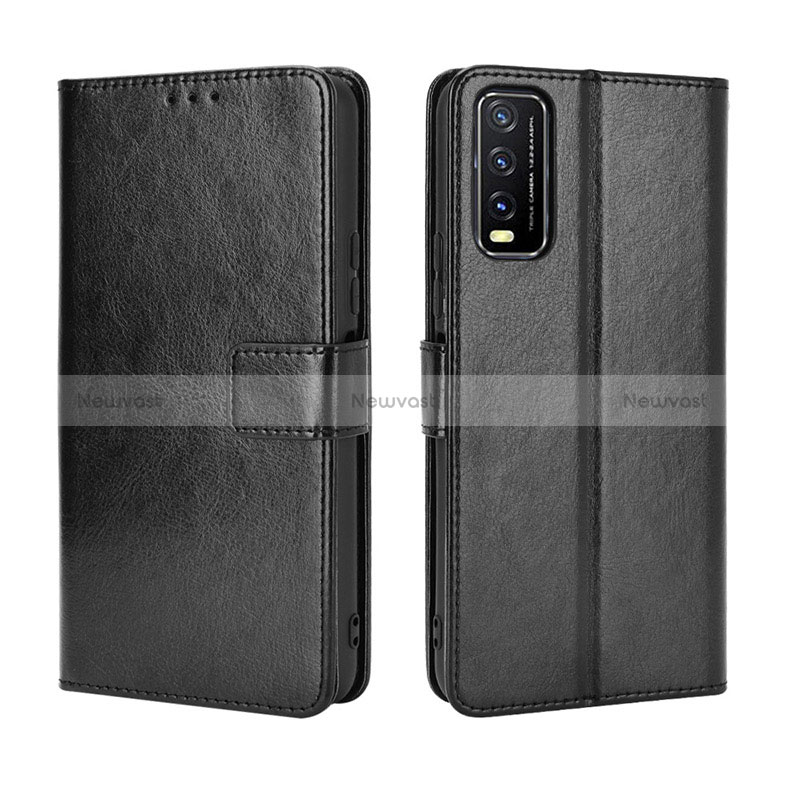 Leather Case Stands Flip Cover Holder BY5 for Vivo Y11s Black