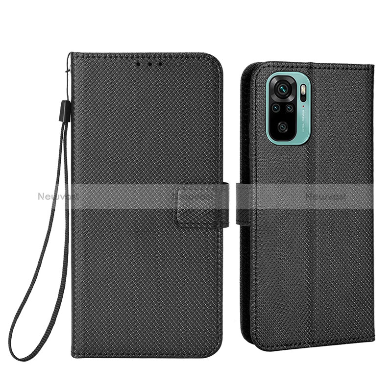 Leather Case Stands Flip Cover Holder BY6 for Xiaomi Poco M5S Black
