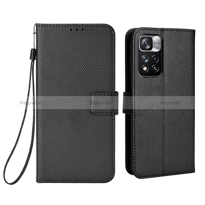 Leather Case Stands Flip Cover Holder BY6 for Xiaomi Redmi Note 11 Pro+ Plus 5G Black