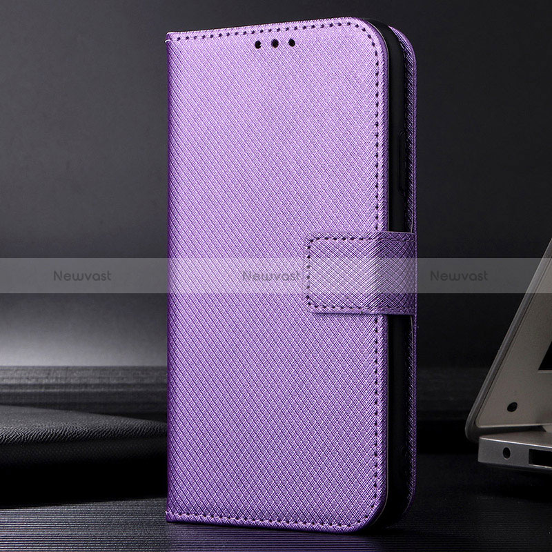 Leather Case Stands Flip Cover Holder BY6 for Xiaomi Redmi Note 11R 5G Purple