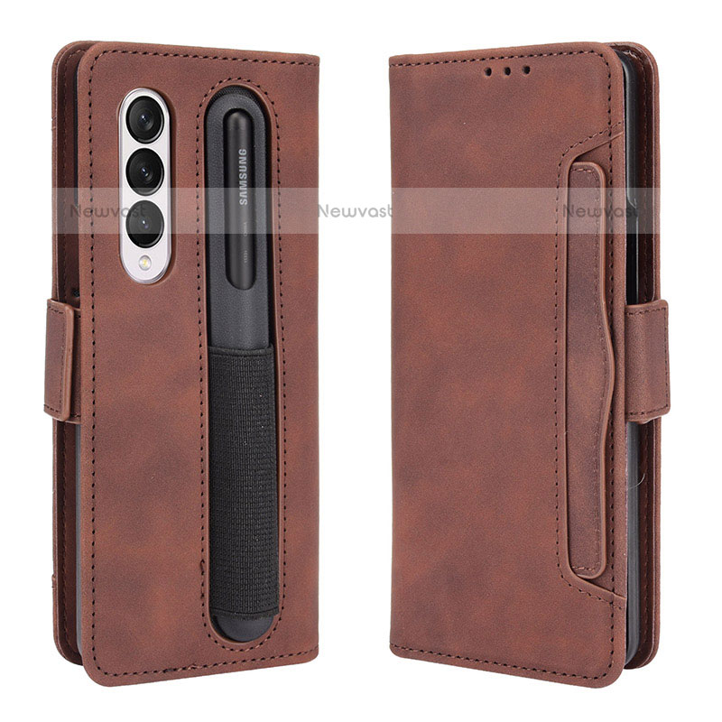 Leather Case Stands Flip Cover Holder BY9 for Samsung Galaxy Z Fold3 5G