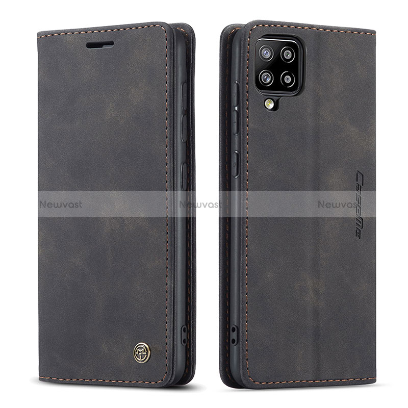 Leather Case Stands Flip Cover Holder C01S for Samsung Galaxy A42 5G Black